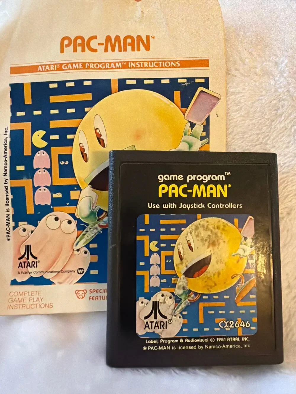 Vintage 1981 Atari 2600 Pac-Man Game Cartridge CX2646 w/ Manual